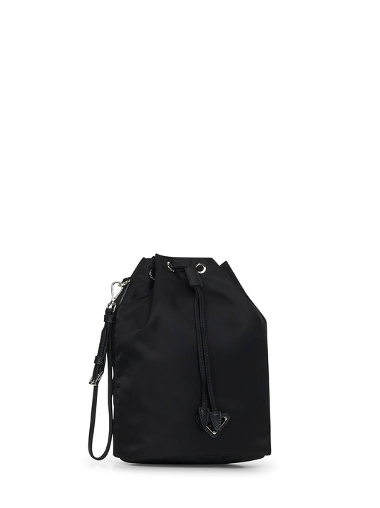 Black bucket pouch bag