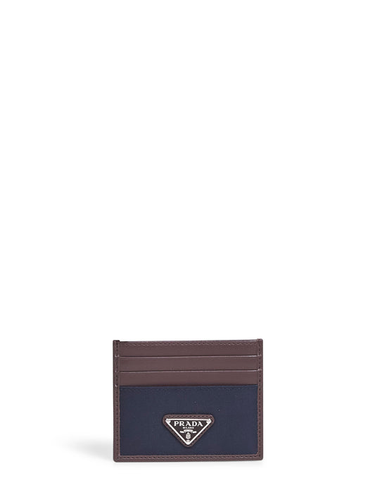Blue and coffee Re-Nylon and leather card holder