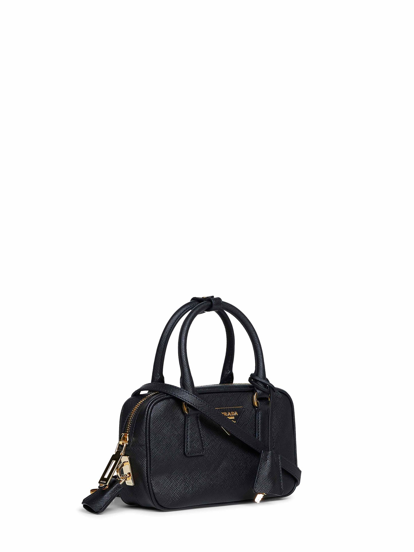 Borsa top-handle a bauletto con tracolla nera