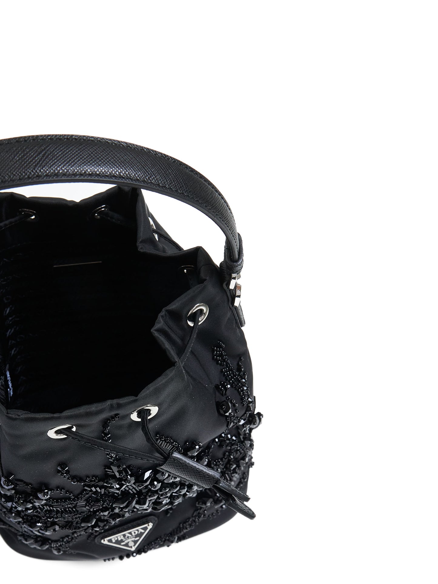 Crystals Re-nylon mini bucket bag