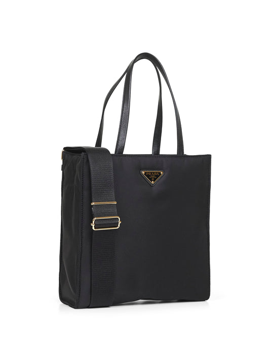 Borsa shopping con tracolla nera