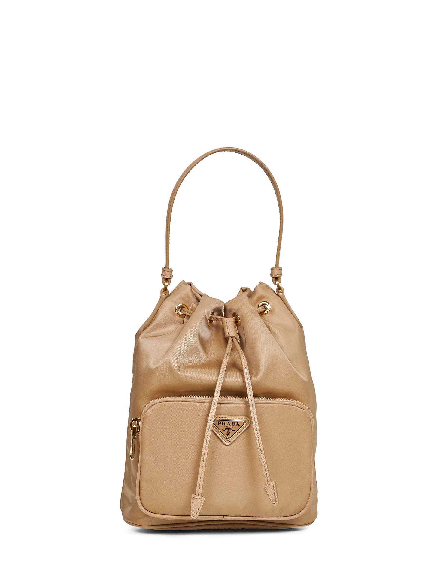 Camel Prada Duet bucket bag