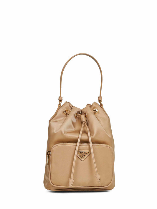 Camel Prada Duet bucket bag