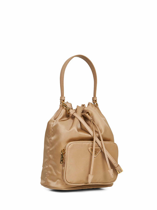 Camel Prada Duet bucket bag