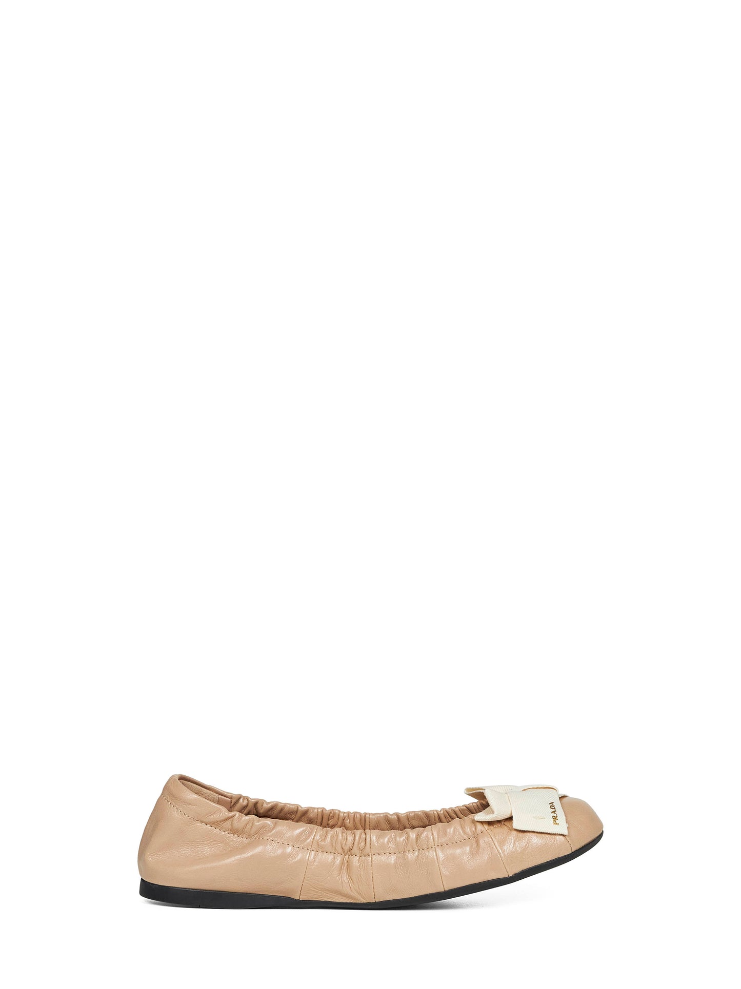 Sand leather ballet flats with bow