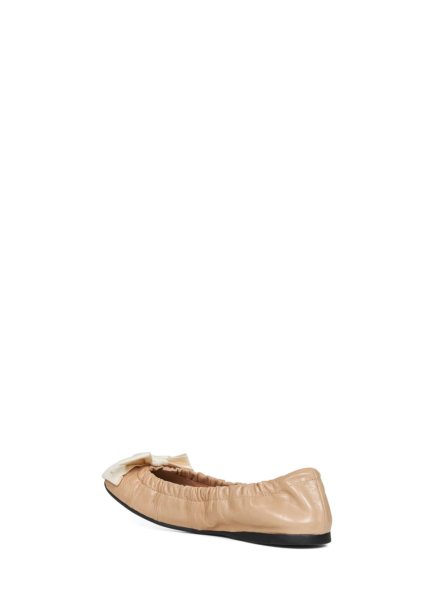Sand leather ballet flats with bow