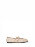 Beige mesh fabric ballerinas