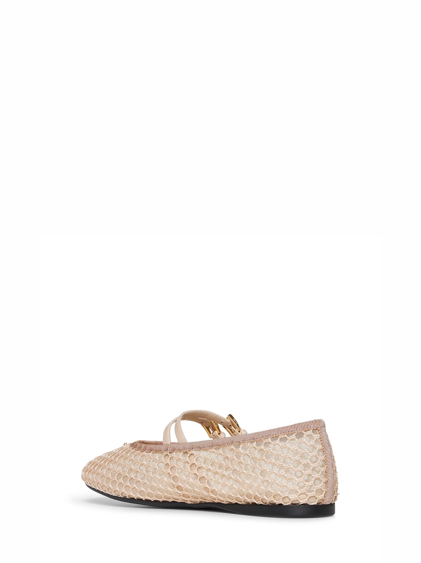 Beige mesh fabric ballerinas
