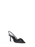 Black mesh slingback pumps