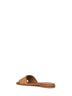 Sandali slider in pelle con dettagli crochet naturale