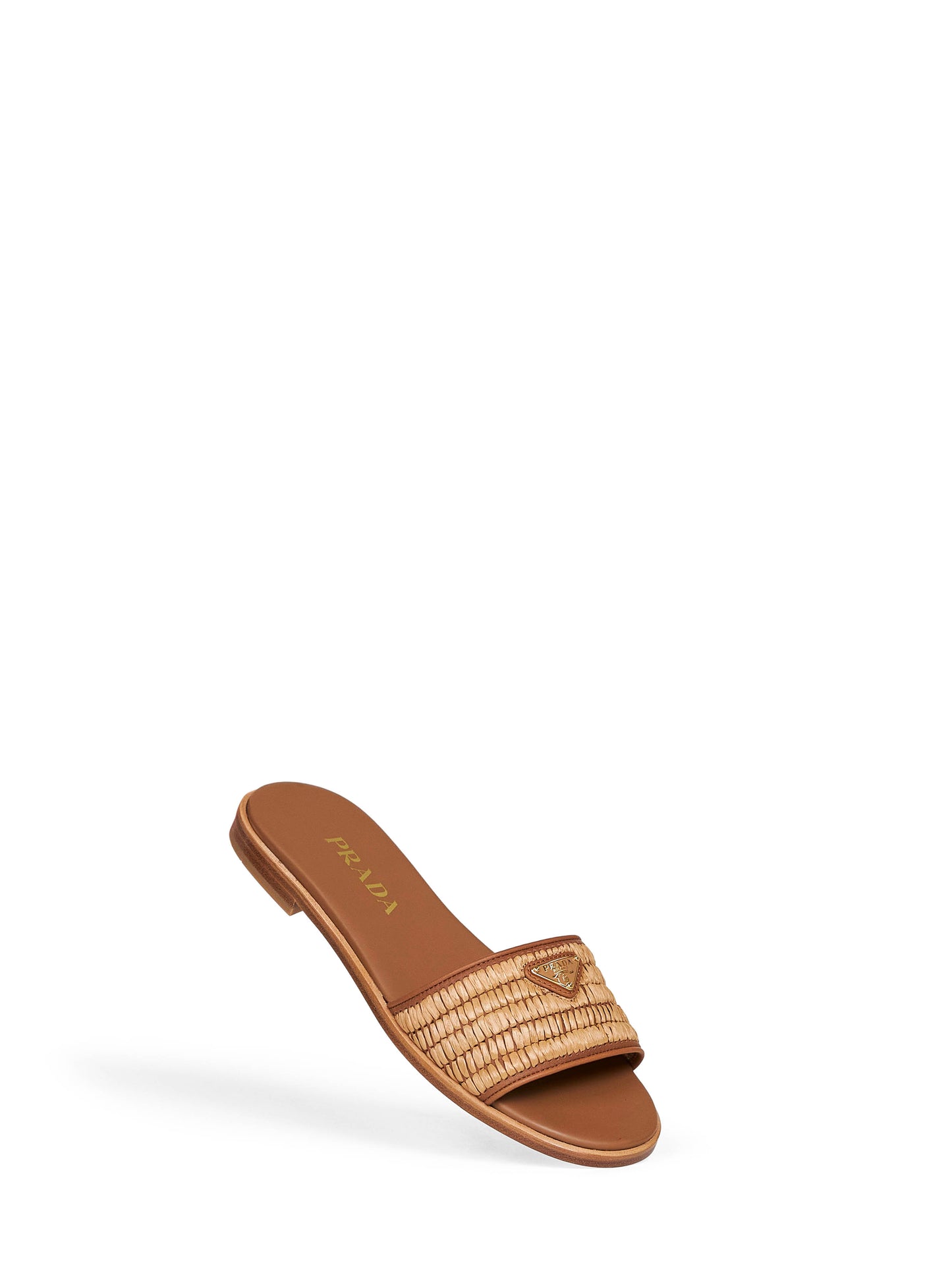 Sandali slider in pelle con dettagli crochet naturale