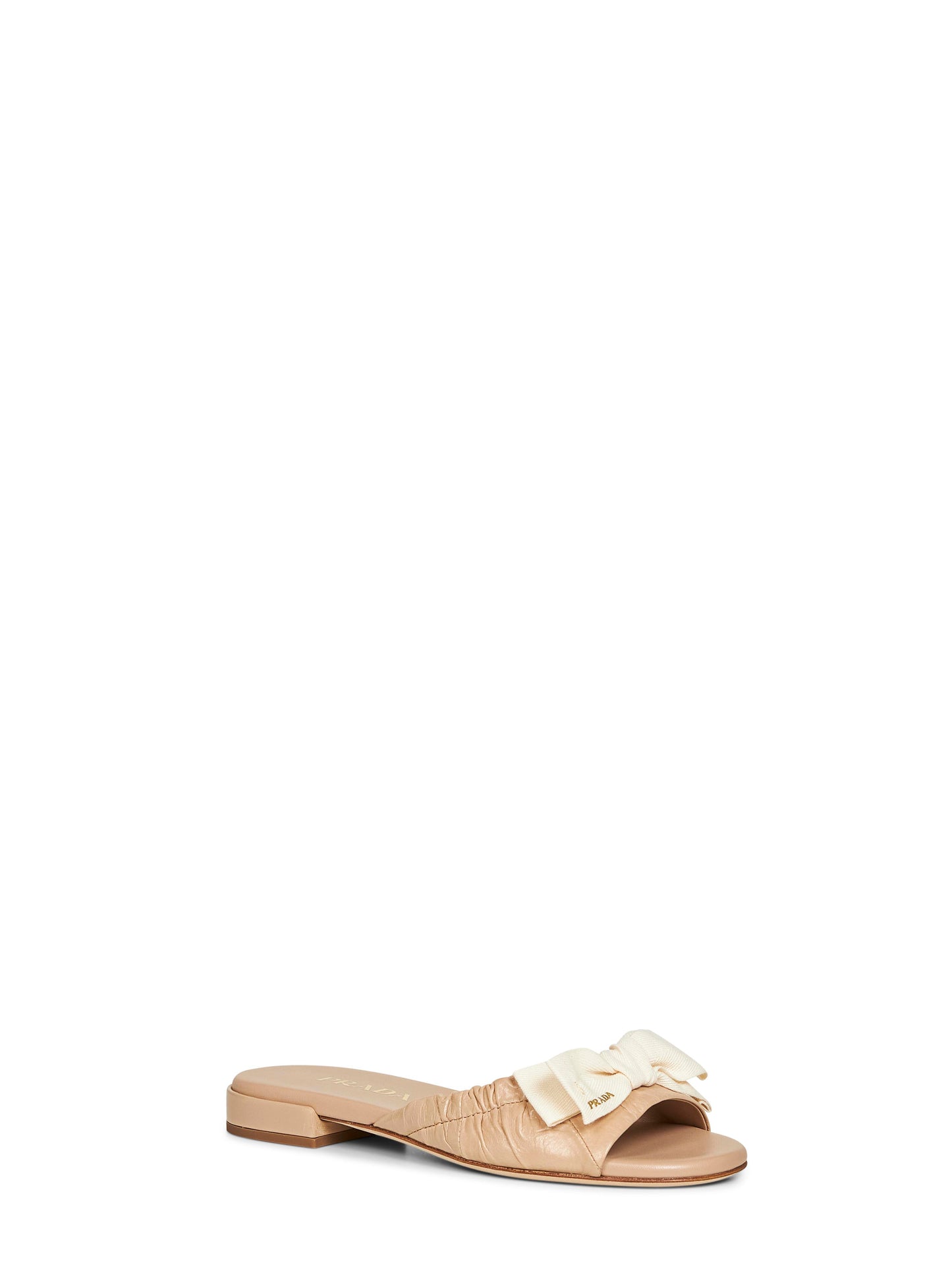 Sandali con fiocco in pelle lucida sabbia
