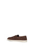 Dark brown suede boat shoes