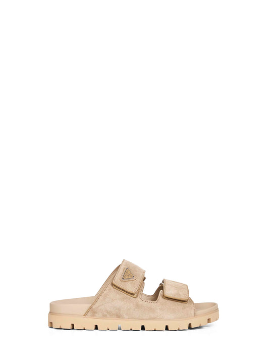 Sandali a fasce in pelle scamosciata deserto
