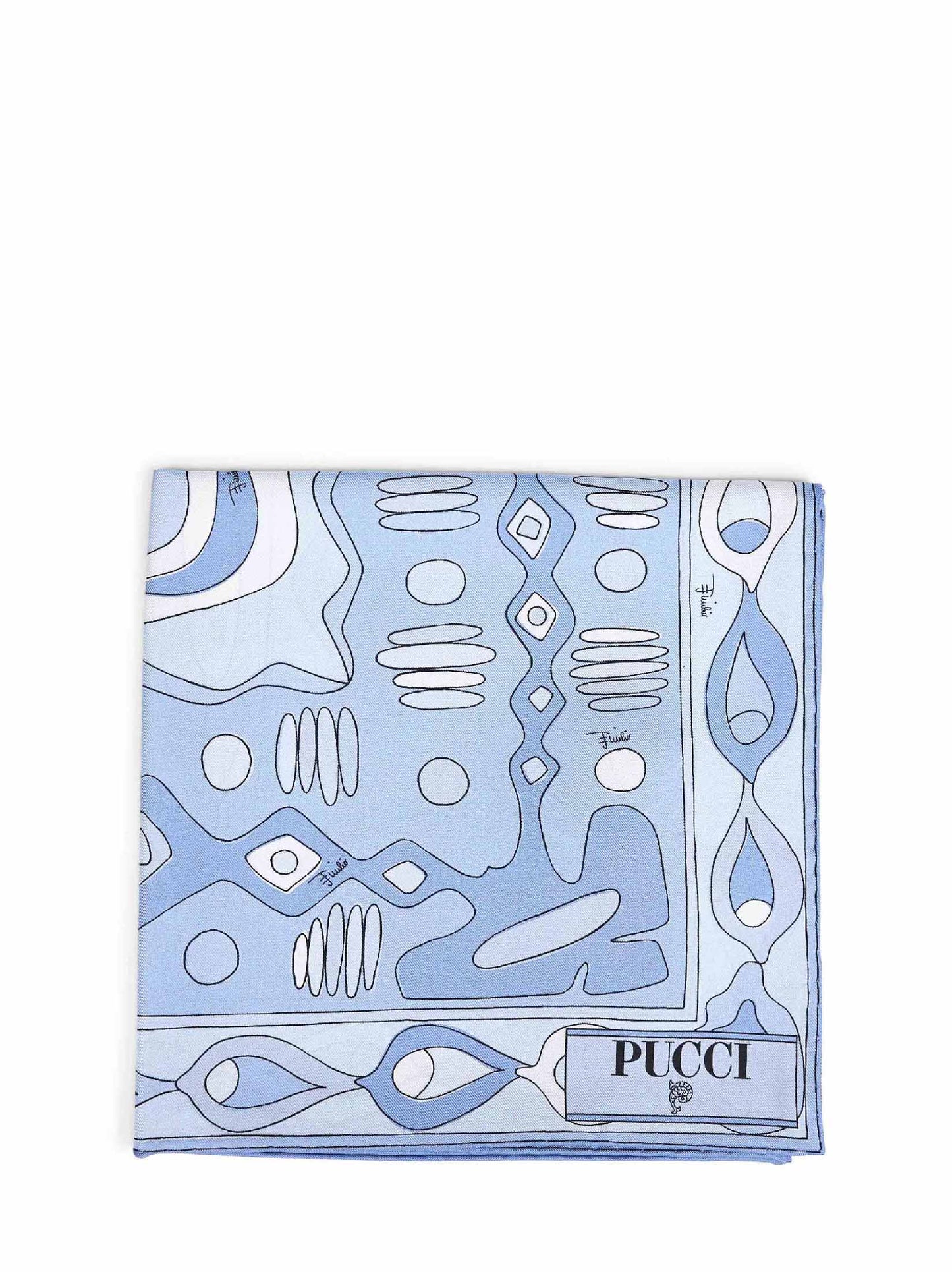 Pale blue Angoli-print silk twill scarf