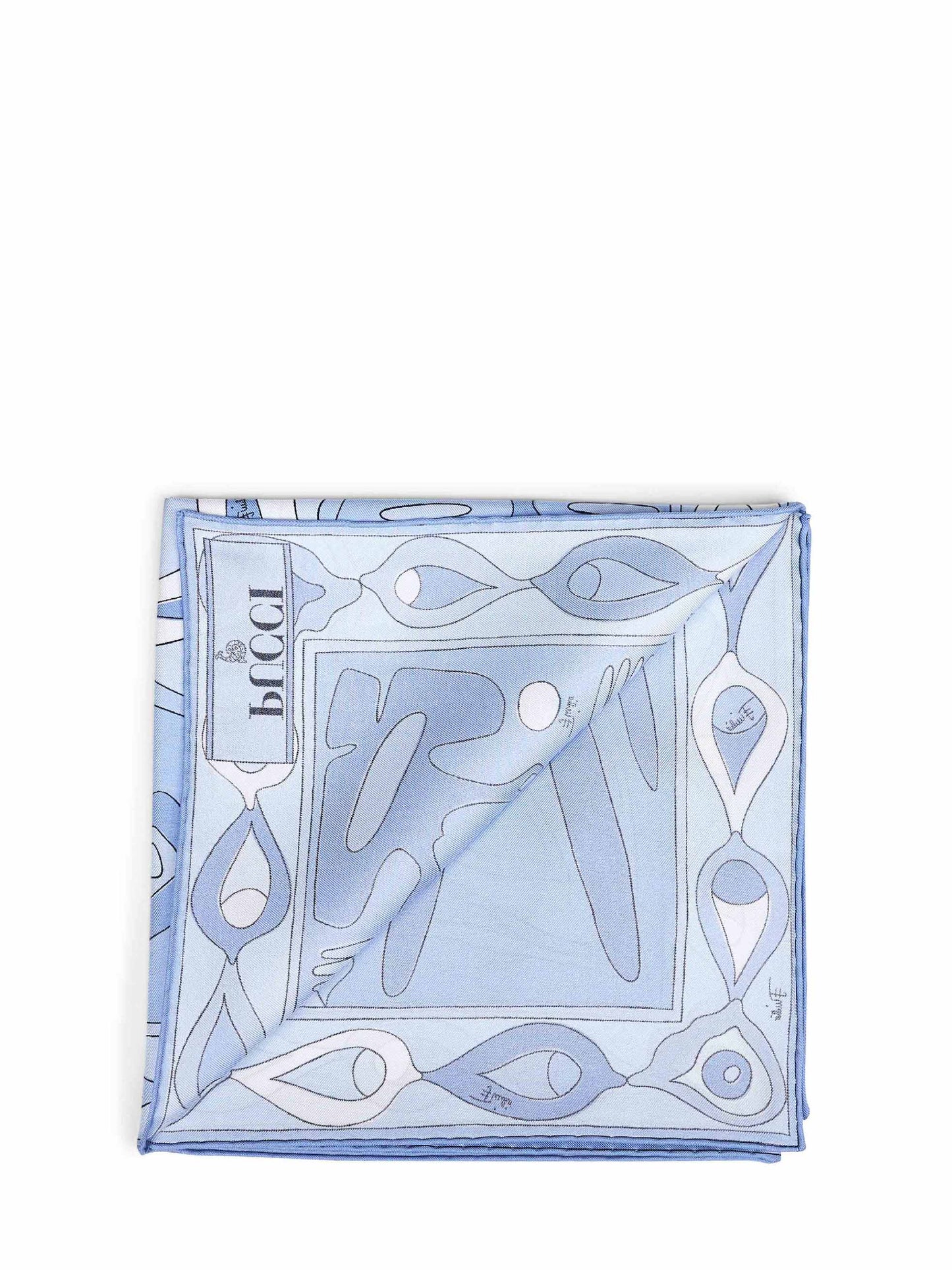 Pale blue Angoli-print silk twill scarf
