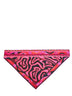 Foulard a triangolo in twill di seta stampa Labirinto fucsia e nero