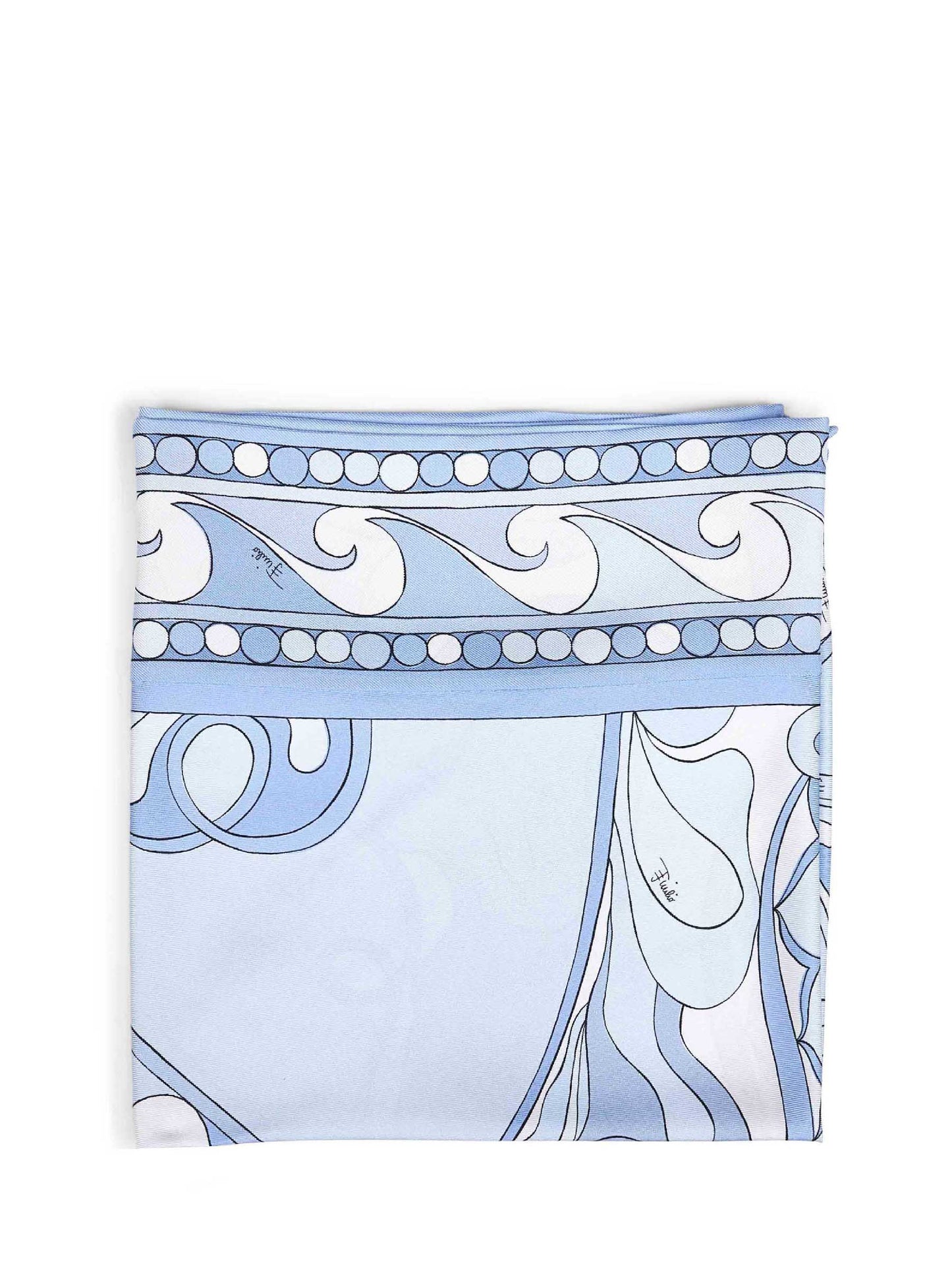 Pale blue Orchidee-print silk twill triangle scarf