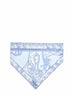 Pale blue Orchidee-print silk twill triangle scarf