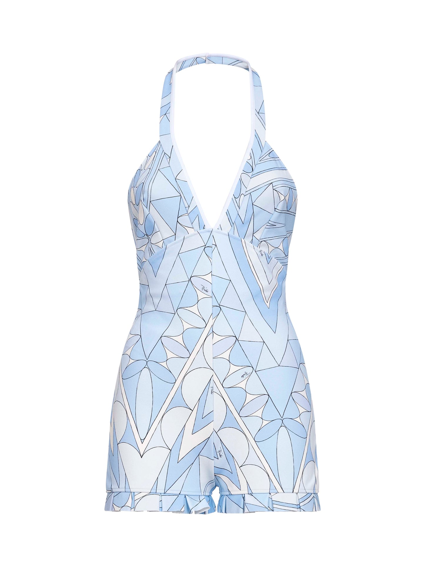 Tutina in jersey compatto stretch stampa Manuba blu pallido