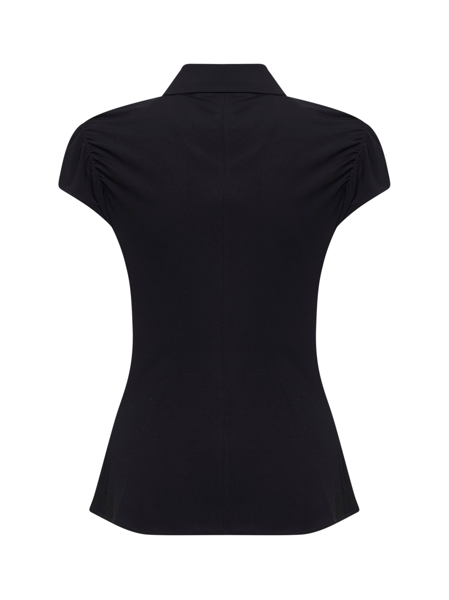 Black stretch viscose jersey draped shirt