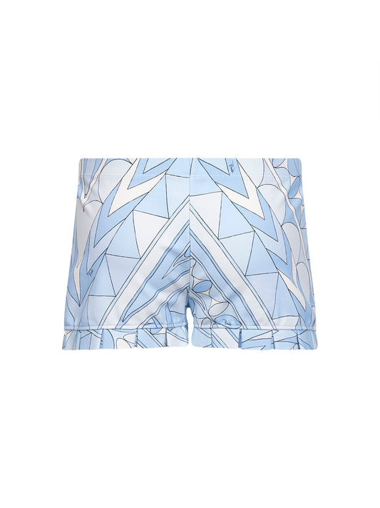 Pale blue Manuba-print stretch compact jersey shorts