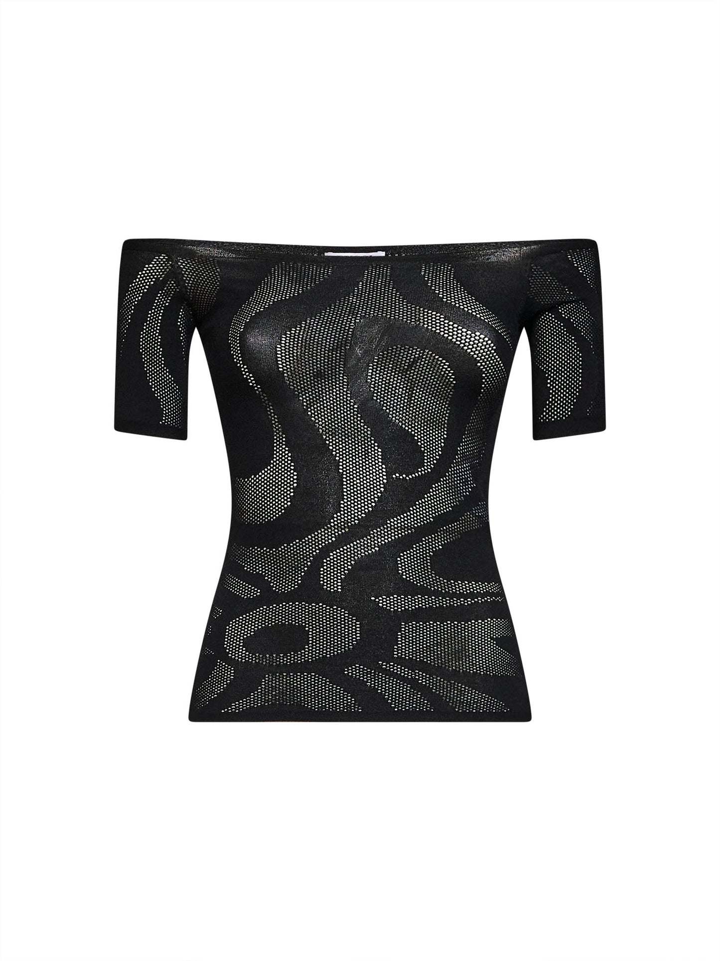 Black Marmo jacquard net top
