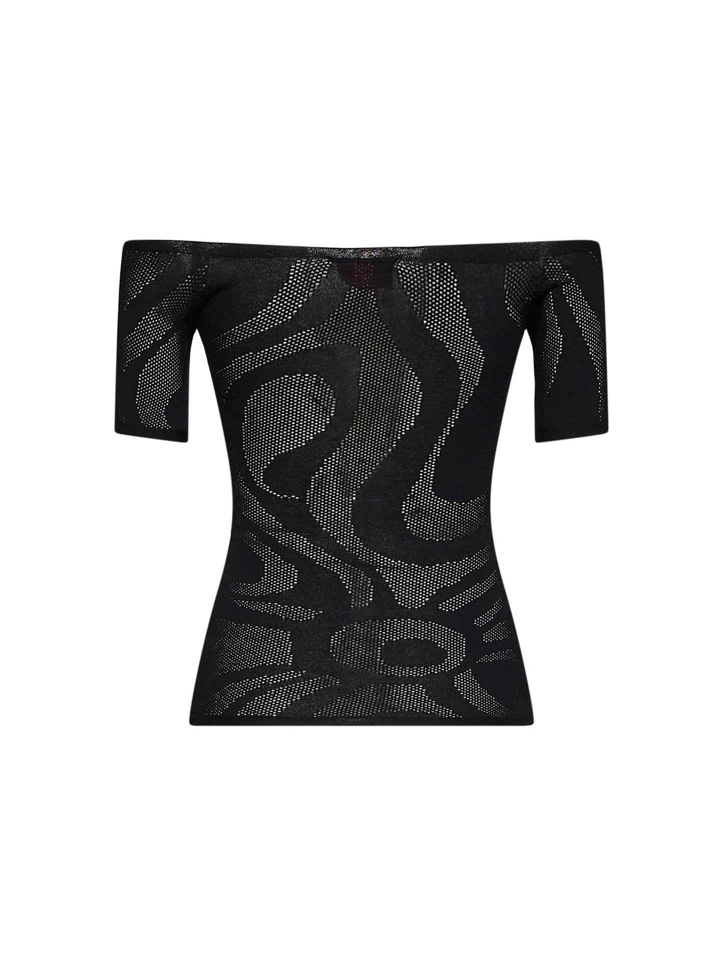 Black Marmo jacquard net top