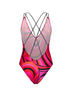 Costume intero in lycra stampa Iride fucsia e nero
