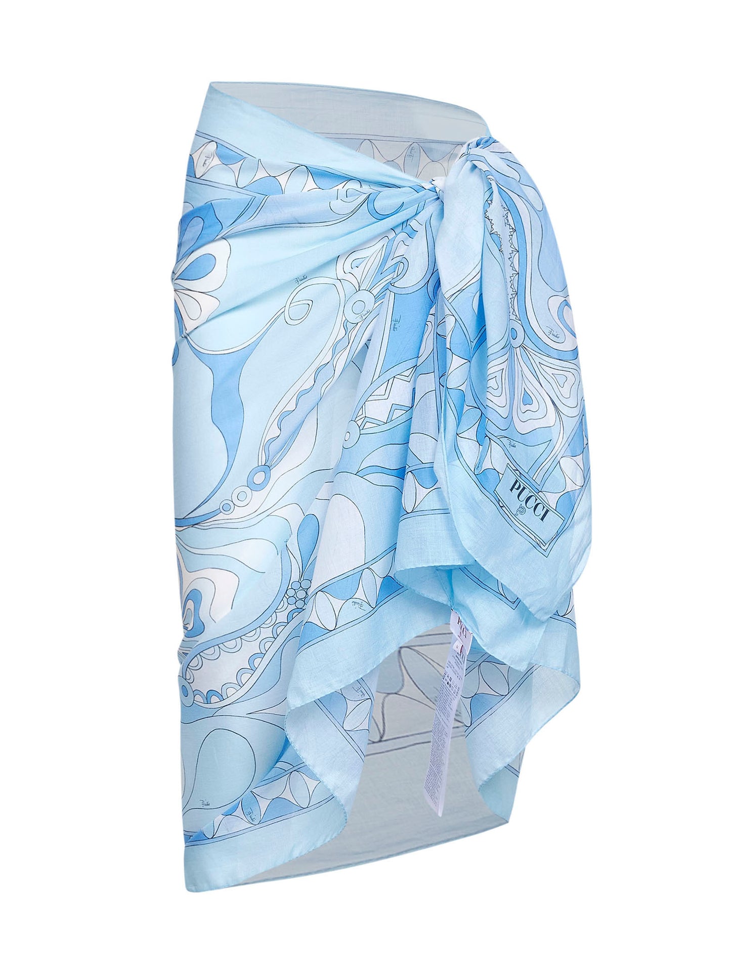 Pareo in cotone stampa Orchidee blu pallido