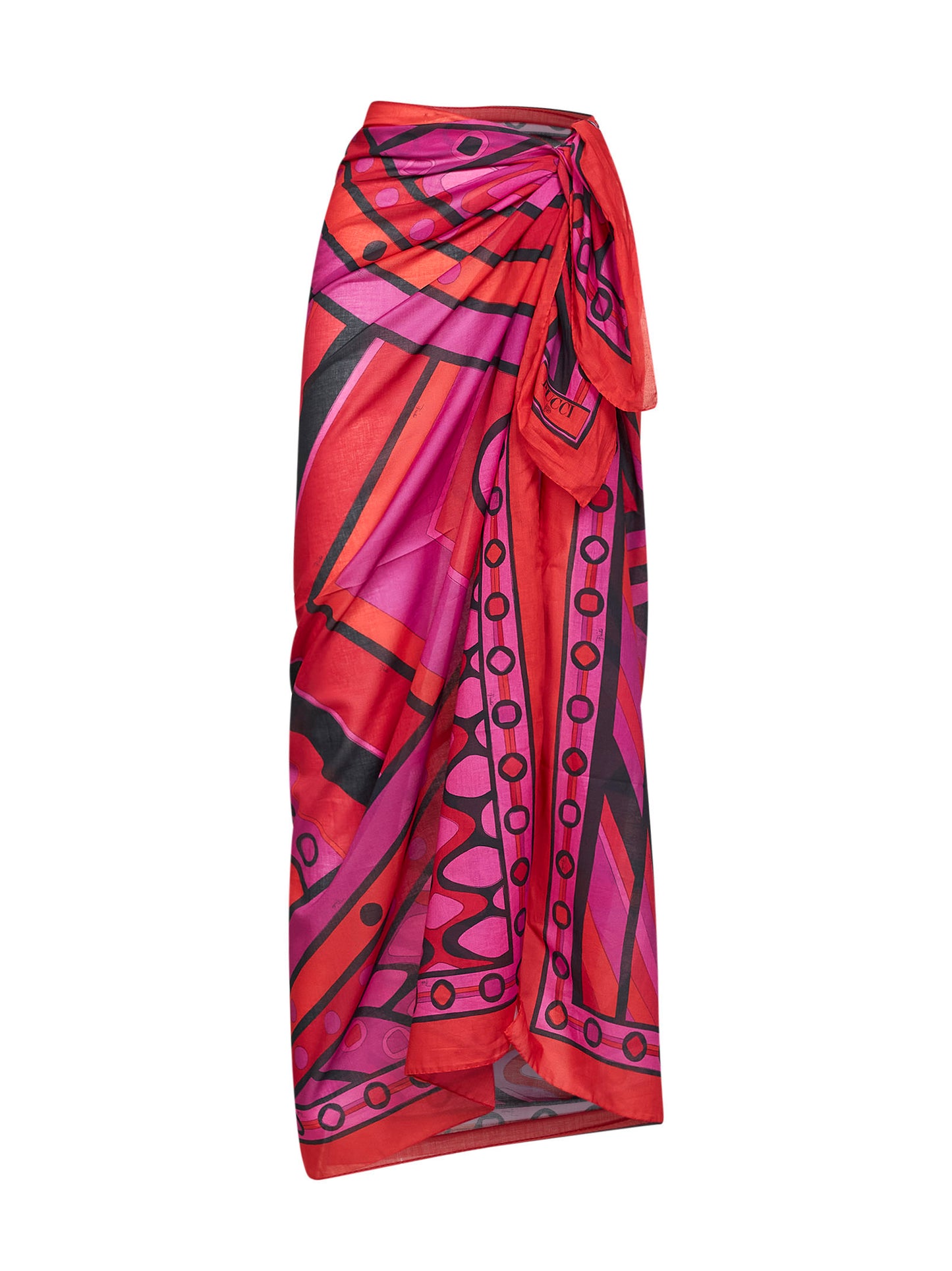 Fuchsia and black Vivara-print cotton sarong
