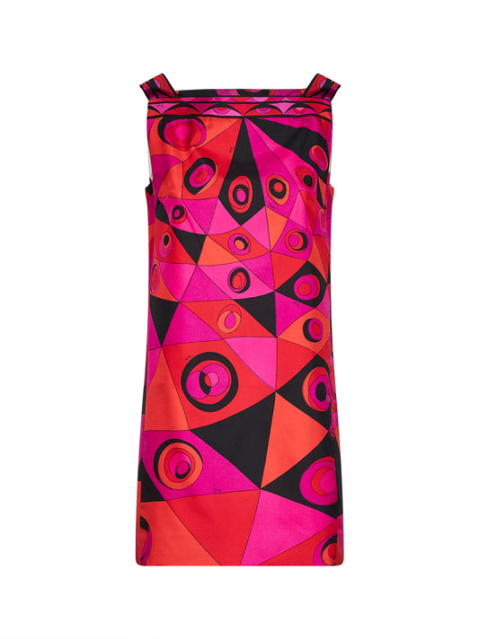 Fuchsia and black Occhi-print silk twill mini dress
