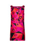 Fuchsia and black Occhi-print silk twill mini dress