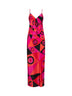 Fuchsia and black Occhi-print silk crepe de chine long lingerie dress