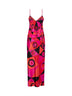 Fuchsia and black Occhi-print silk crepe de chine long lingerie dress