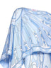 Pale blue Orchidee-print silk long dress with Sole-print cape
