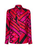 Camicia in twill di seta stampa Vivara fucsia e nero