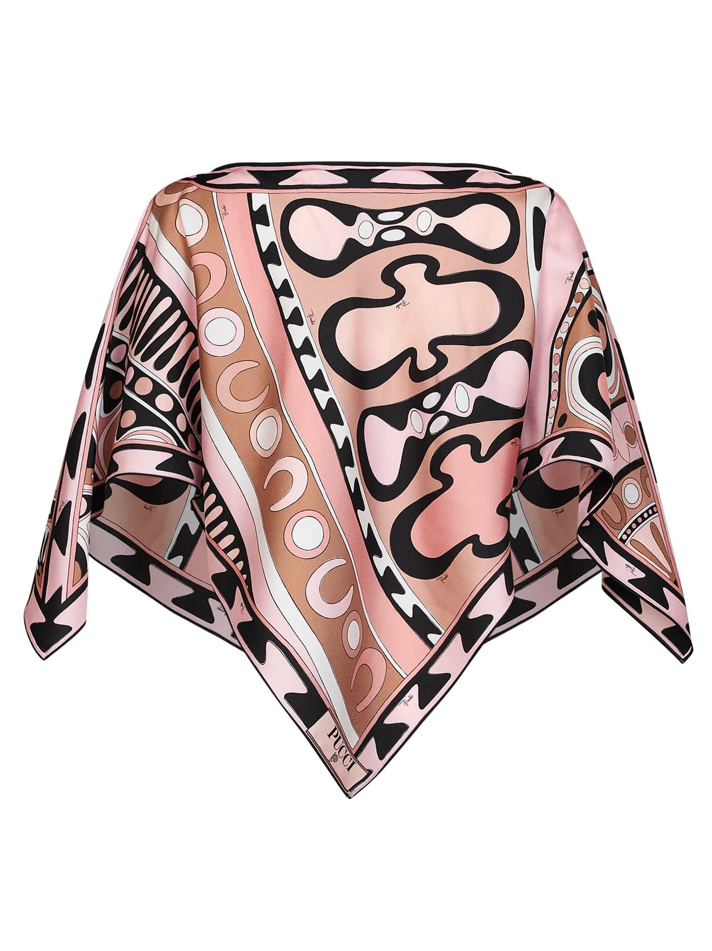 Top caftano in twill di seta stampa Soleil nude