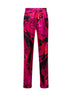 Pantaloni in twill stampa Orchidee fucsia e nero