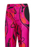 Pantaloni in twill stampa Orchidee fucsia e nero
