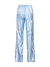 Pantaloni in twill di seta stampa Marmo azzurro
