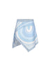 Gonna mini foulard in twill di seta stampa Iride azzurro