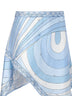 Gonna mini foulard in twill di seta stampa Iride azzurro