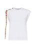 Canotta in jersey stretch bianco con nastro stampato