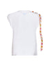 Canotta in jersey stretch bianco con nastro stampato