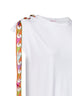 Canotta in jersey stretch bianco con nastro stampato