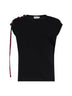 Canotta in jersey stretch nero con nastro stampato