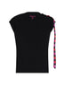 Canotta in jersey stretch nero con nastro stampato