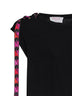Canotta in jersey stretch nero con nastro stampato
