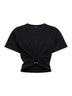 Black cotton cropped T-shirt with piercing